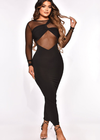 Solid Color Long Sleeve Dress for Women