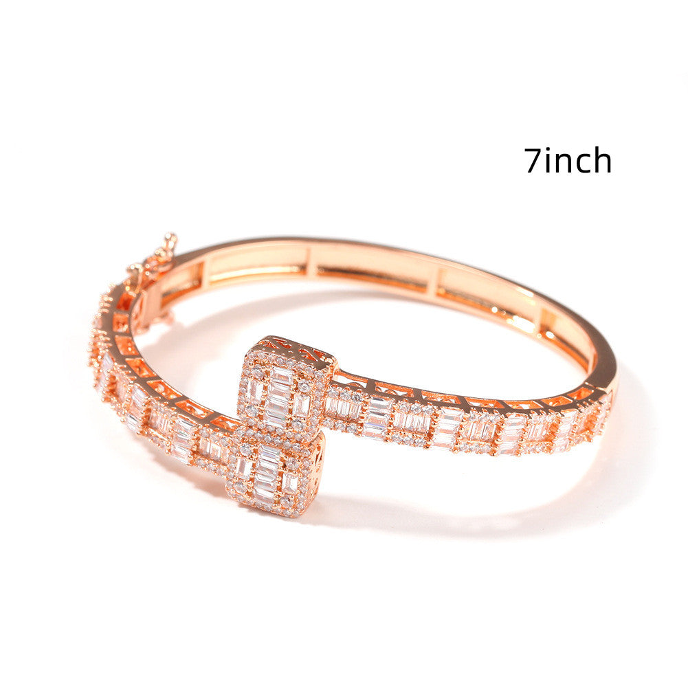 Gold Plated Men's Bracelet with HT Cubic Zirconia