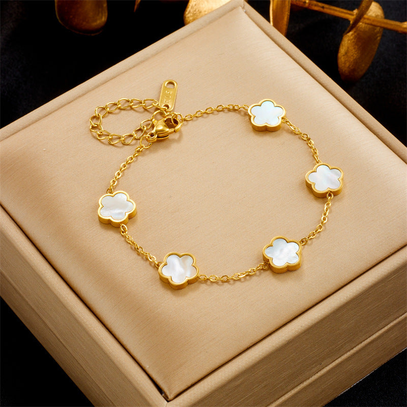 Green Drop Gum Flower Gold Bracelet Jewelry