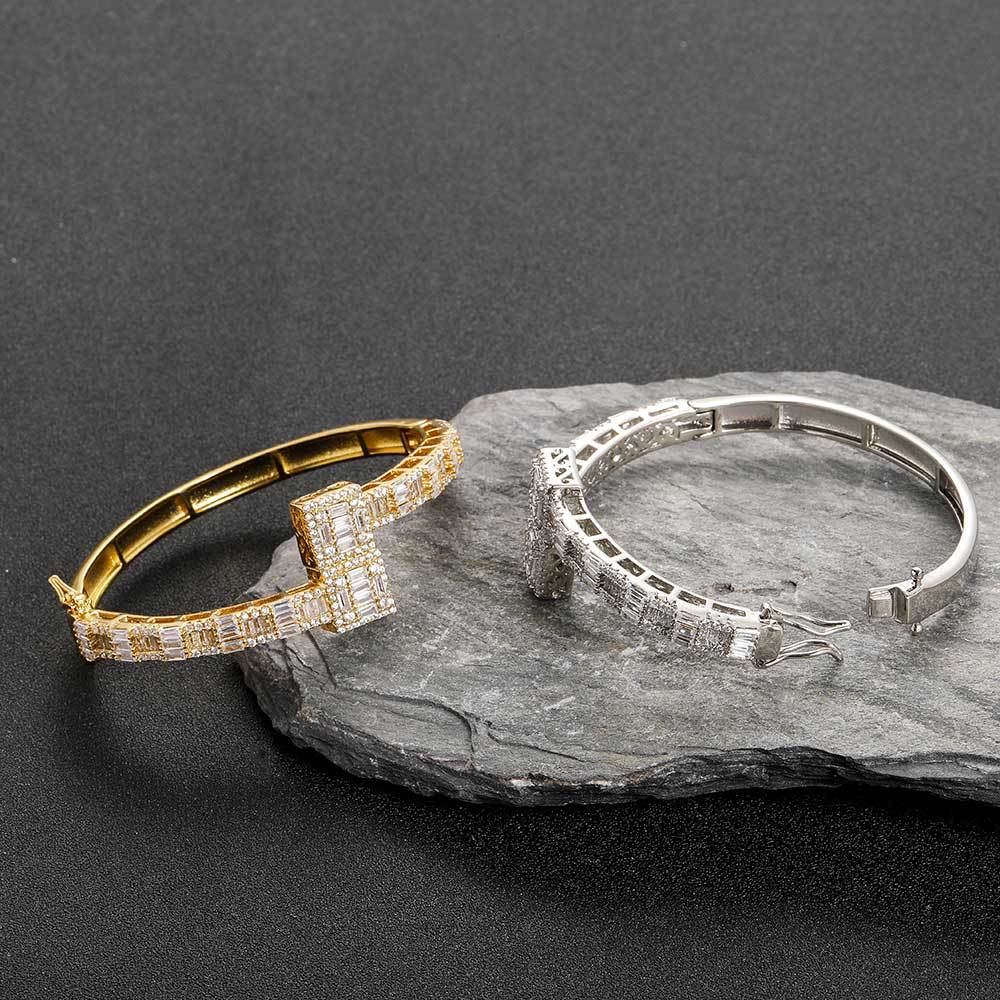 Gold Plated Men's Bracelet with HT Cubic Zirconia