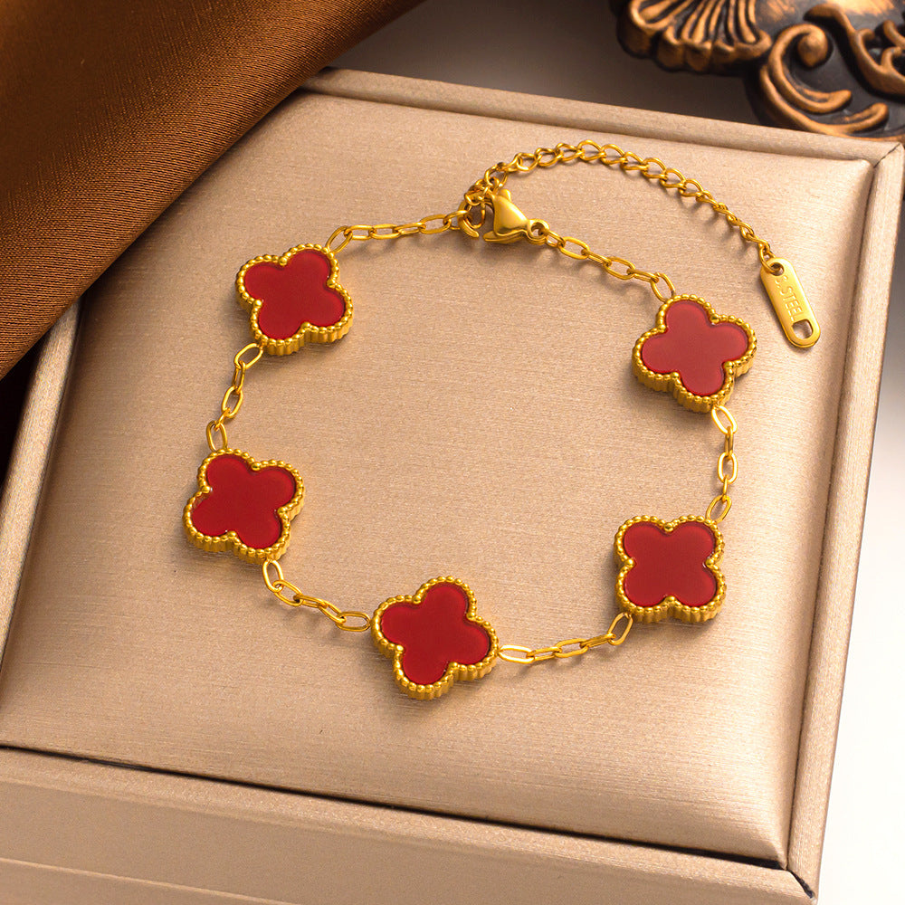 Green Drop Gum Flower Gold Bracelet Jewelry