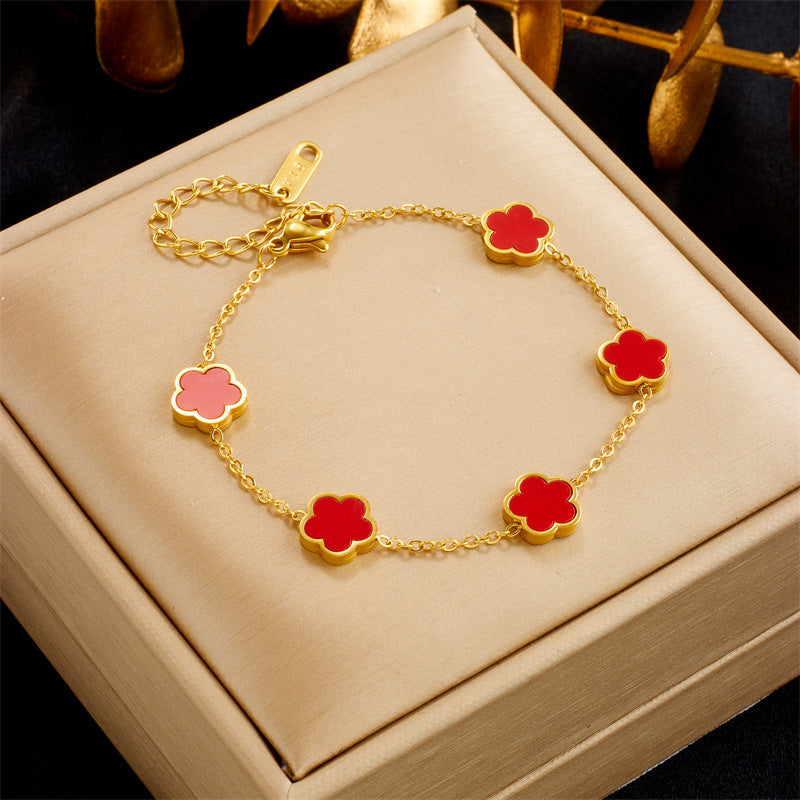 Green Drop Gum Flower Gold Bracelet Jewelry