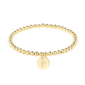 Pulsera Inicial para Mujeres Pulsera Dorada Delicada con Encanto de Letra de la A-Z Disco Pulsera de Moda Joyería Simple Pulsera Dorada con Cuentas Personalizada Regalos del Alfabeto 26 (P)