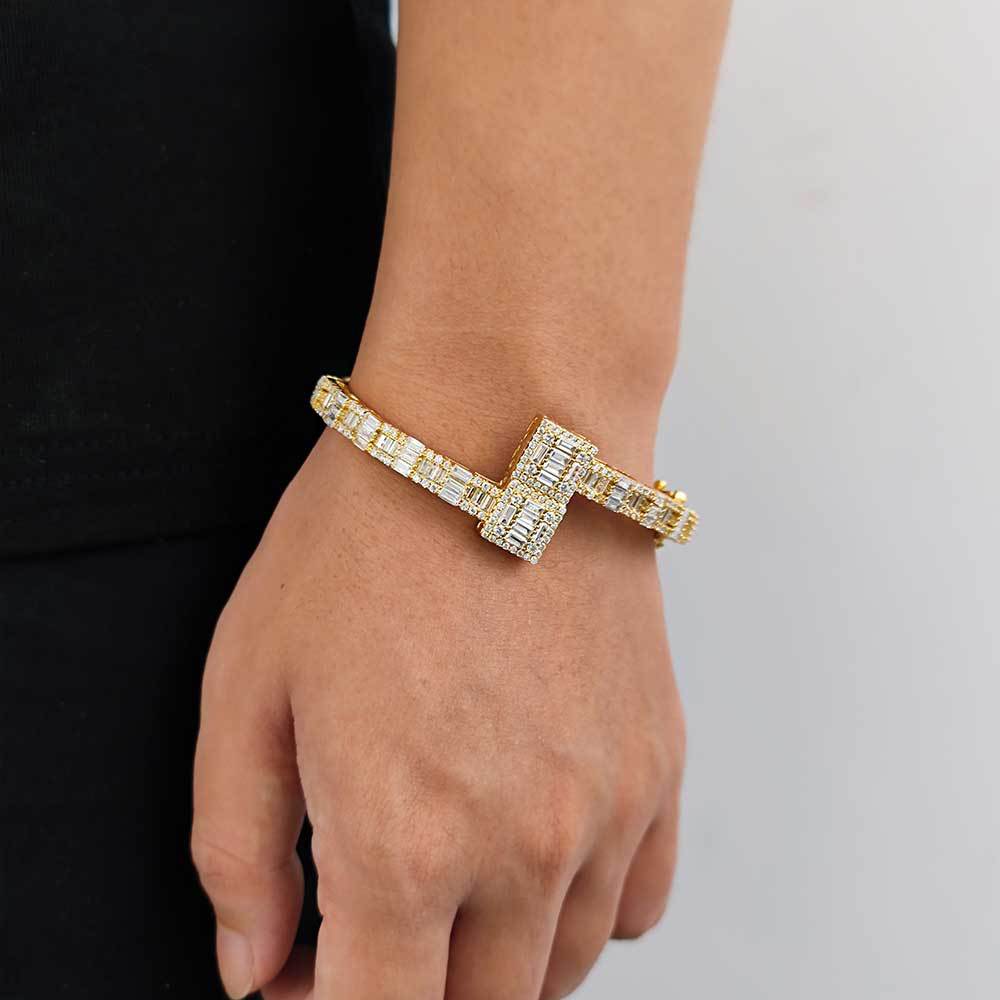 Gold Plated Men's Bracelet with HT Cubic Zirconia